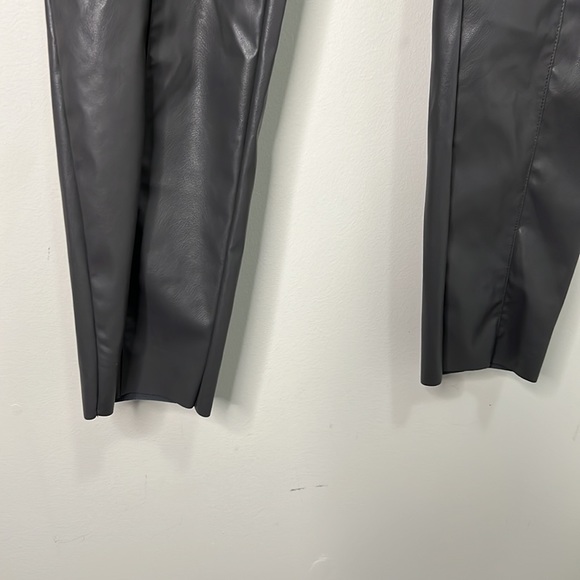 H&M Faux Leather High Waisted Raw Hem Leggings Pants Size 14 - Picture 4 of 8